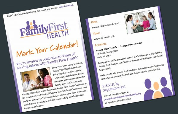 Family First Health - 40 Years Email Invitation