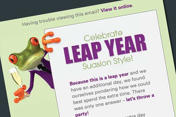 Suasion Leap Year Party Email Invitation